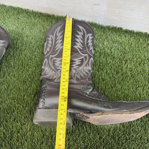 Wild West Crocodile Leather Toe Cowboy Western Boots Handcrafted Sz 8 Black